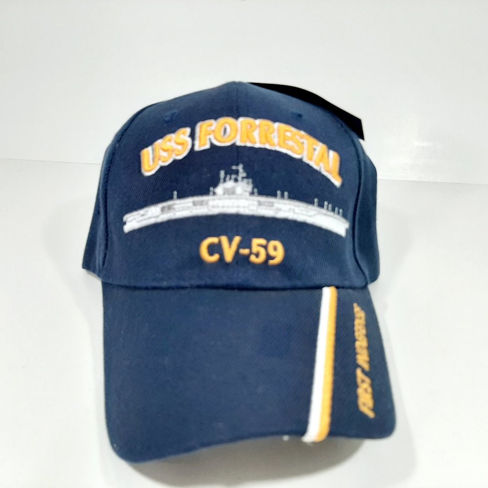 US Navy USS Forrestal CV-59 Hat First Indefense Em